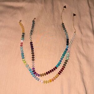 Anthropologie Rainbow Stone Necklaces Multi Colored dark turquoise & peach